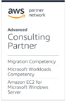 AWS logo with details on recognition for advanced cloud consulting