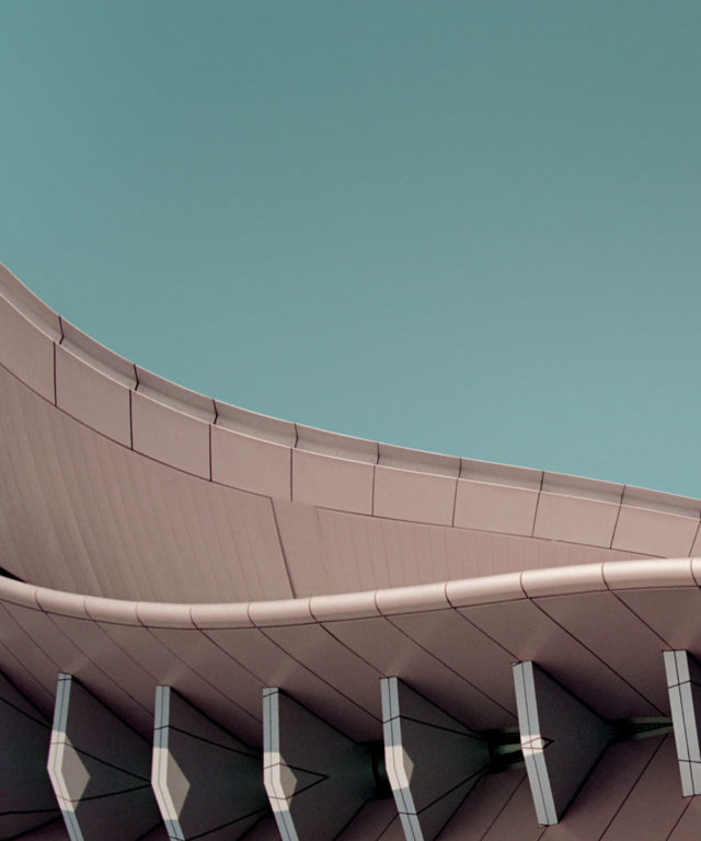 A wavy architectural structure