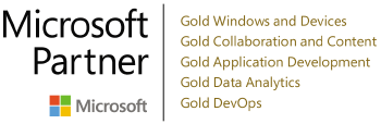 Microsoft logo with gold recognition on cloud native services