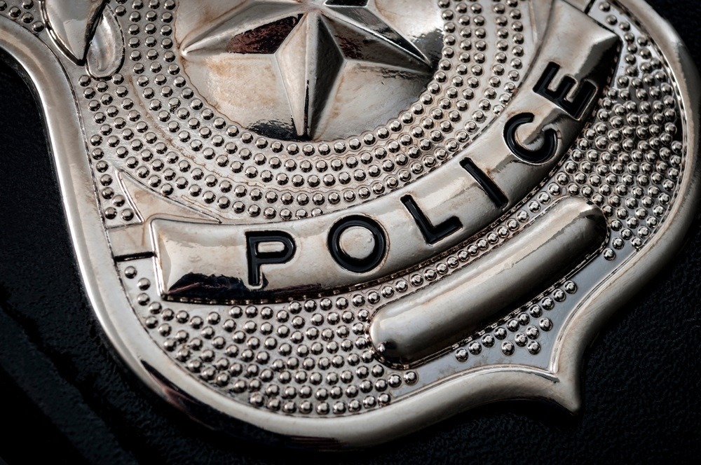 Close up shot of police badge 