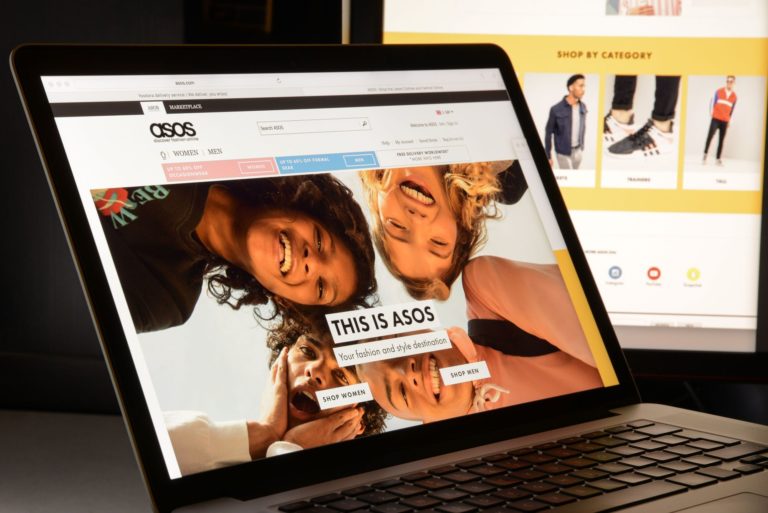 Screenshot of ASOS homepage on laptop