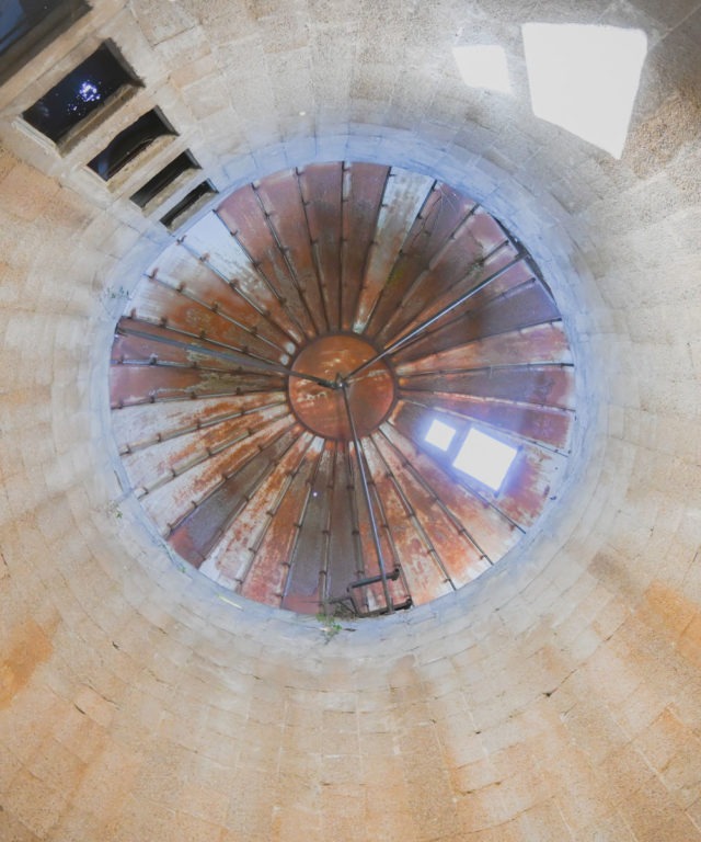 The inside of a storage silo