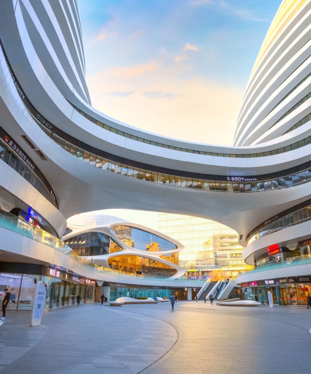 Futuristic outdoor mall
