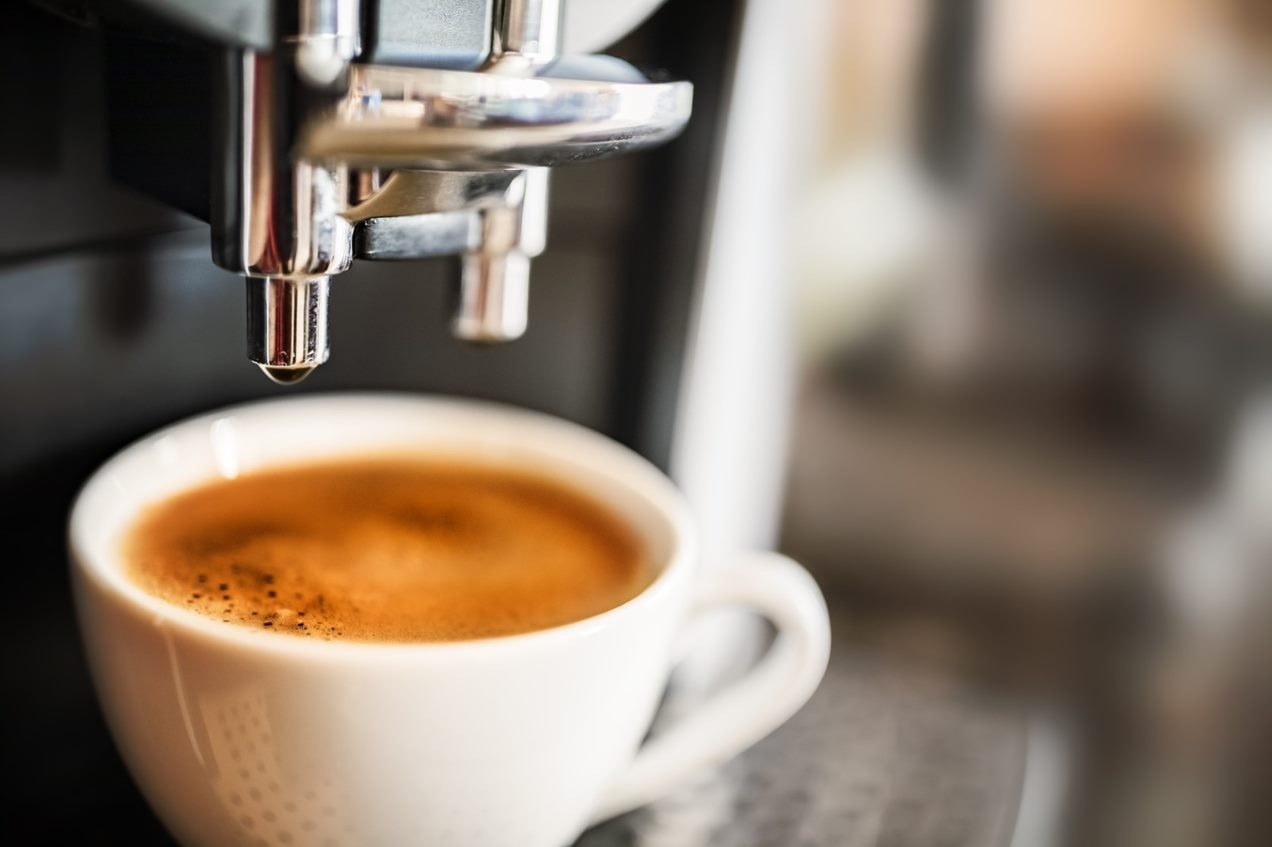 Close up view of drip coffee