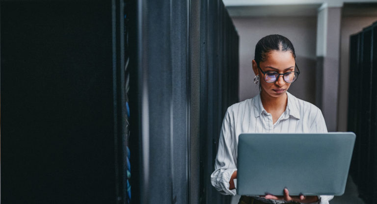 Woman in the server room