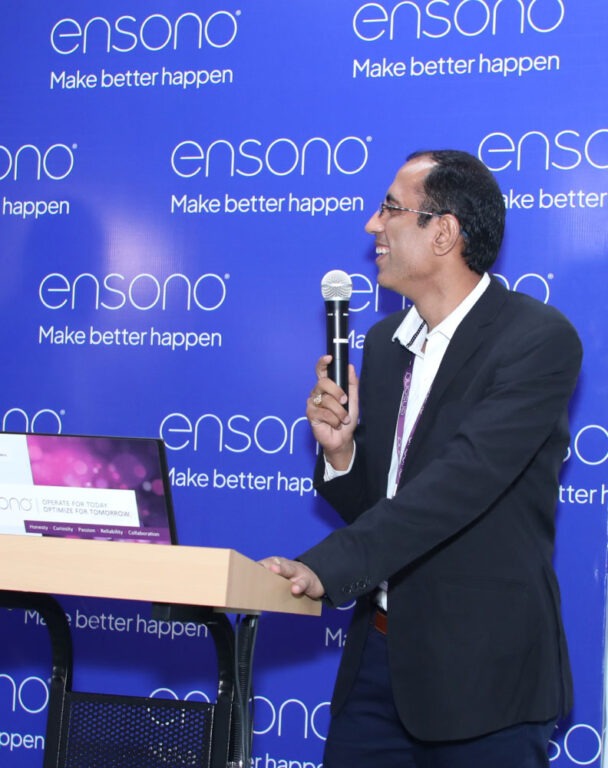 Ensono employee speaking at a conference